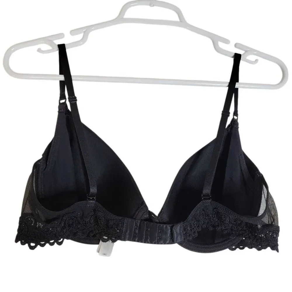 Natori Private Luxuries Lace Trim Underwire Maternity Nursing Bra Black Size 38C